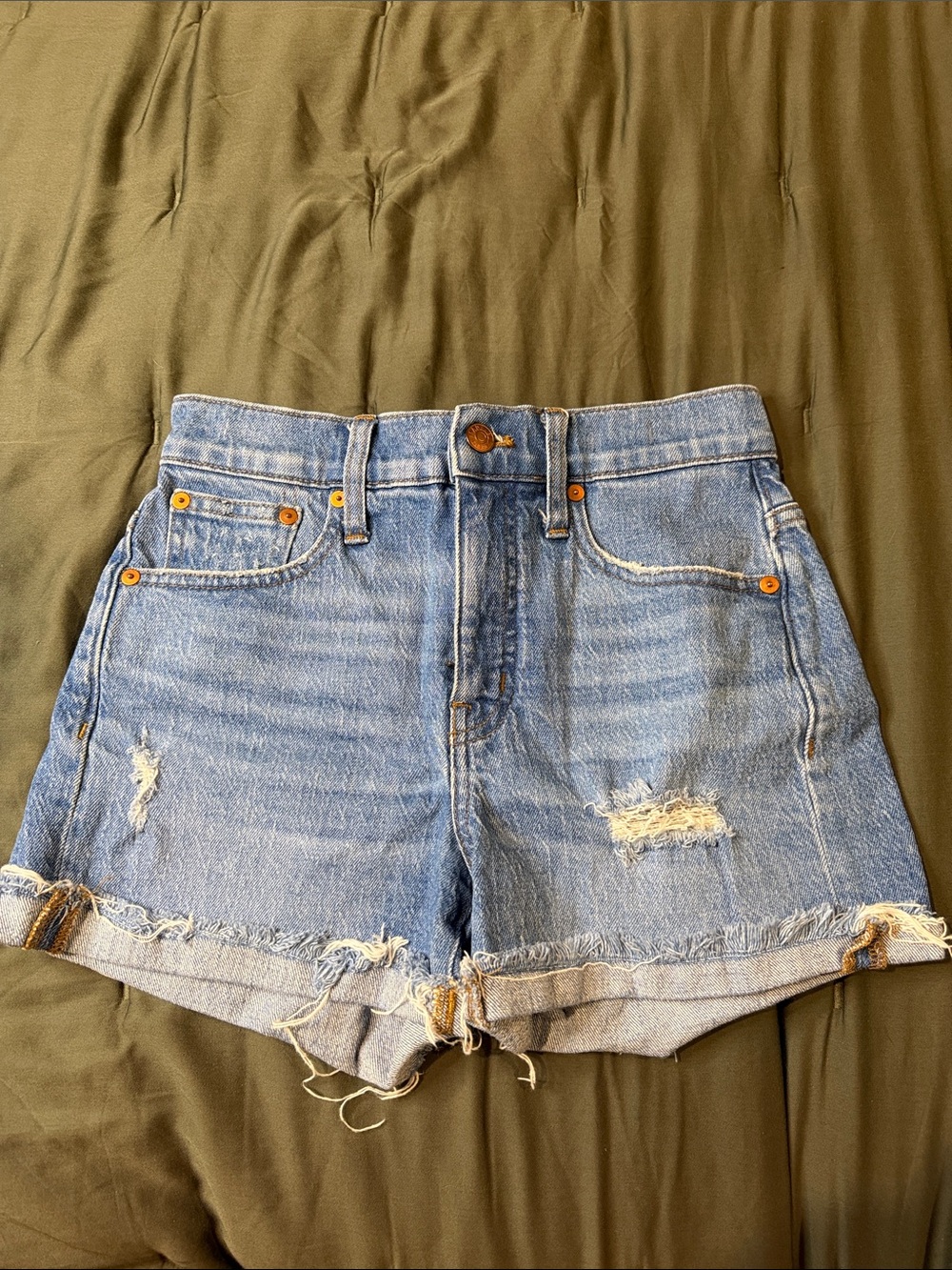 Madewell Light Blue Distressed Denim Cutoff Shorts